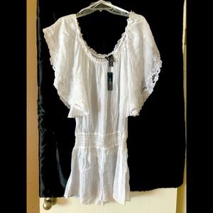 NWT Bisou Bisou sheer white blouse